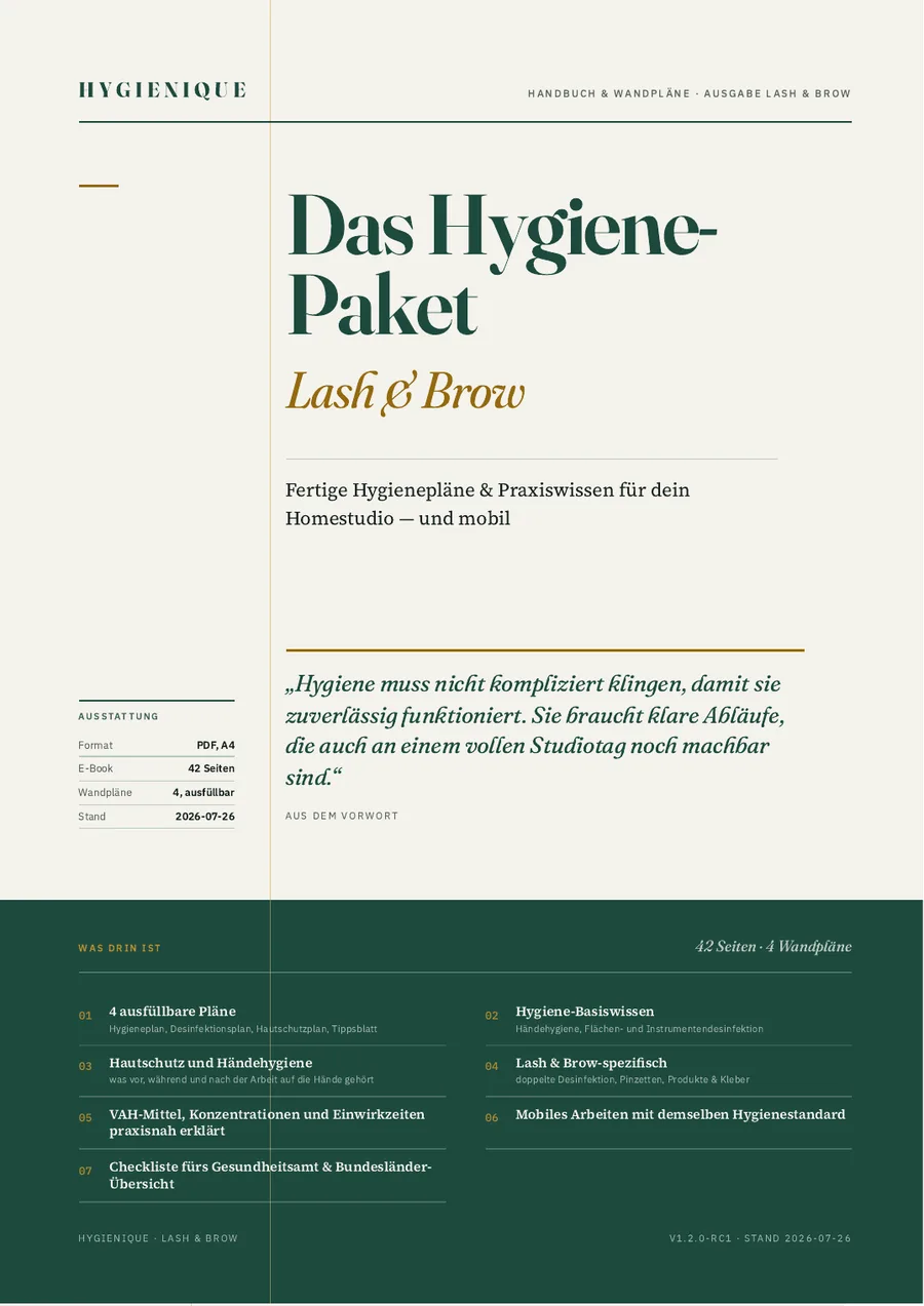 Cover des Handbuchs: Das Hygiene-Paket Lash & Brow